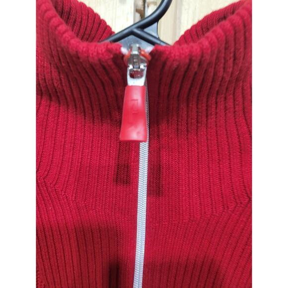 LRL Lauren Active Ralph Lauren 1/4 Zip Mock Neck Sweater Womens Large Red - Picture 6 of 9